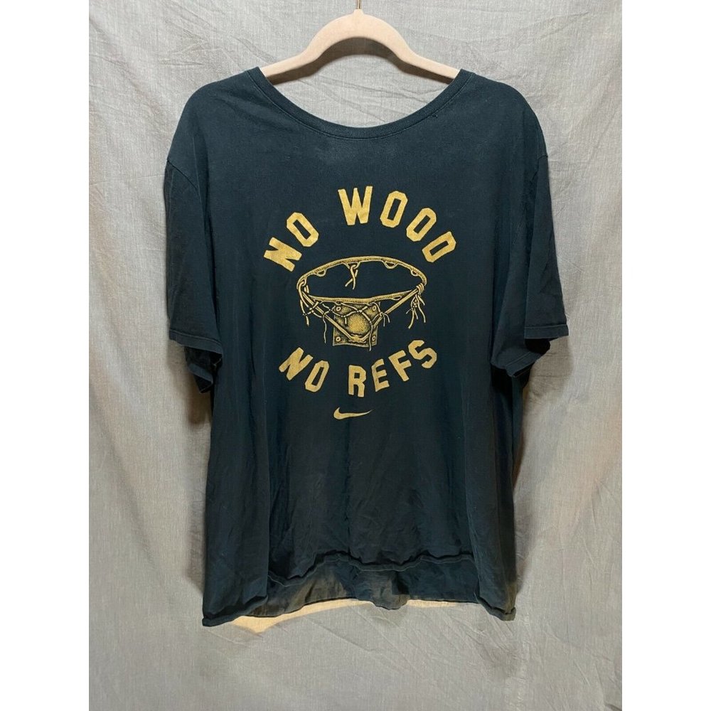No Wood No Refs Nike Shirt Adult XXL Black Swoosh Basketball Pullover Tee Mens